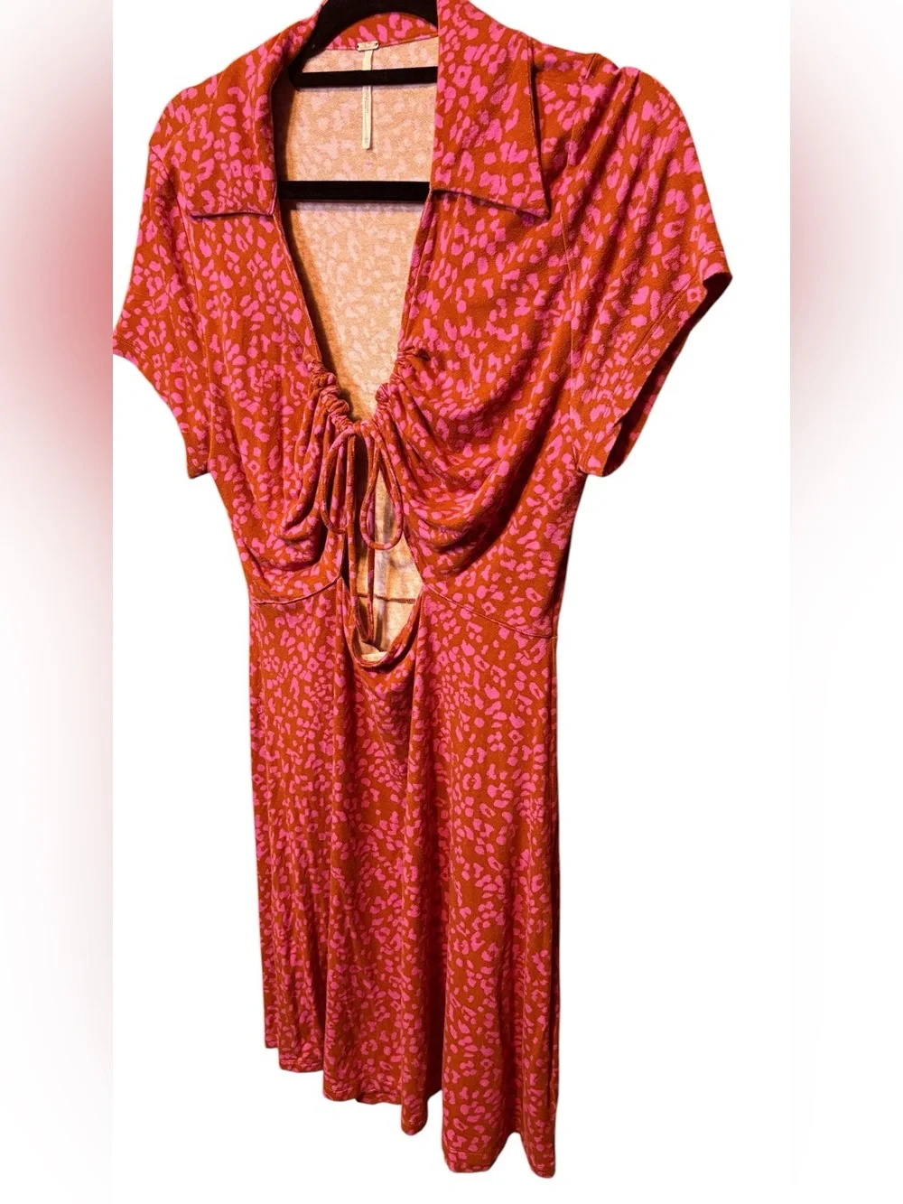 Free People Marsaille Mini Dress Rust Pink Cutout Ruched Size Large